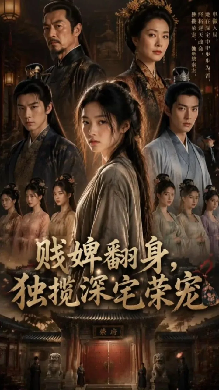 黄果短剧悬疑题材海报，三位人物在暗色背景中对峙